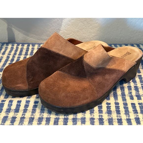 Vintage Bass Brown Patchwork Suede Clogs - Picture 2 of 6